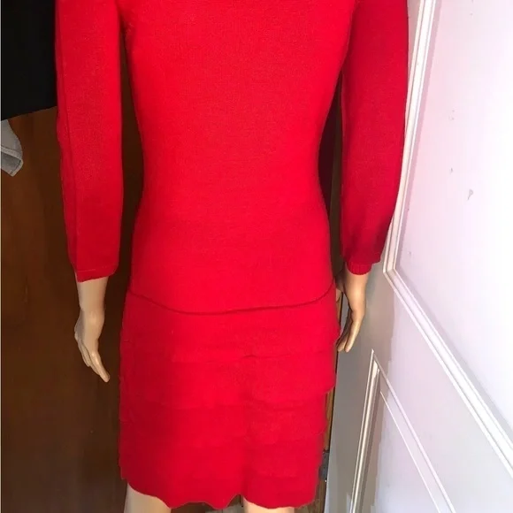 Calvin Klein three-quarter sleeve sweater dress Cherry Red Medium - Picture 6 of 8